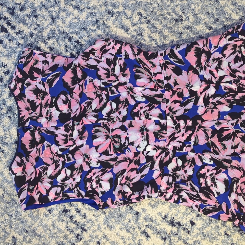 J Crew 2 silk dress floral pink blue midi length zip in back sleeveless pleated - Picture 13 of 16